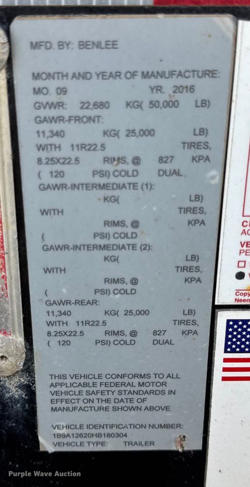 image for item ER0114 2017 Benlee TASMDS26S roll-off container trailer