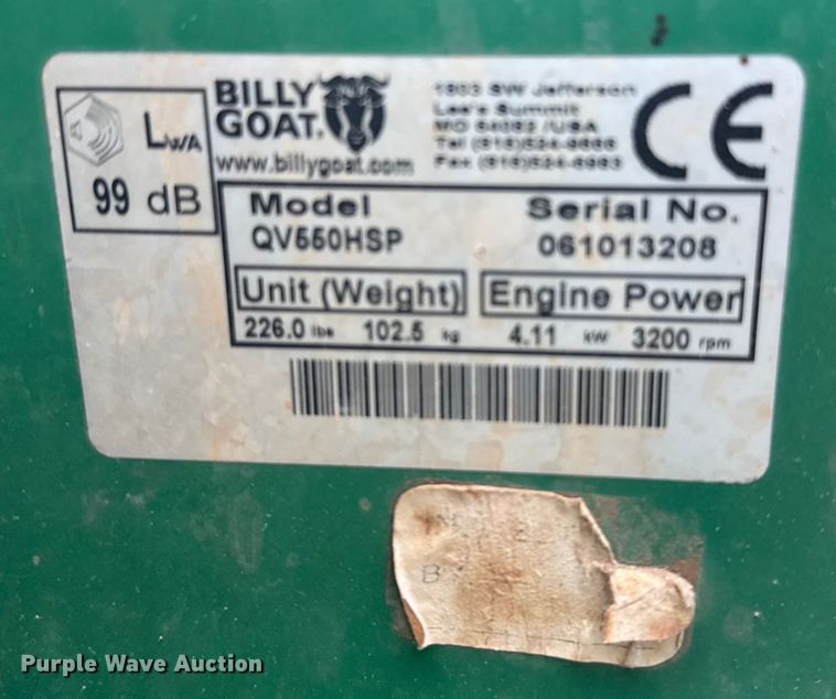 image for item ER2346 Billy Goat QV550HSP lawn vacuum