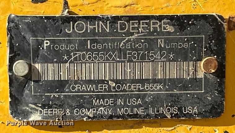 image for item ET3140 2020 John Deere 655K WH track loader