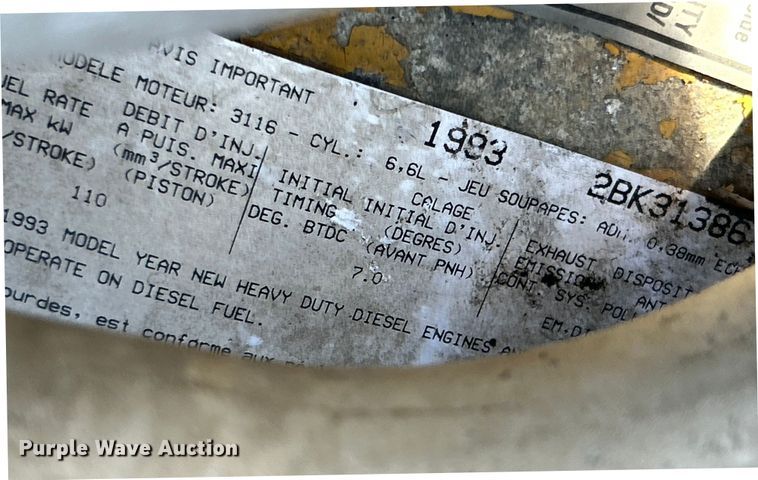 image for item ET3145 1993 Chevrolet Kodiak C6500 dump truck