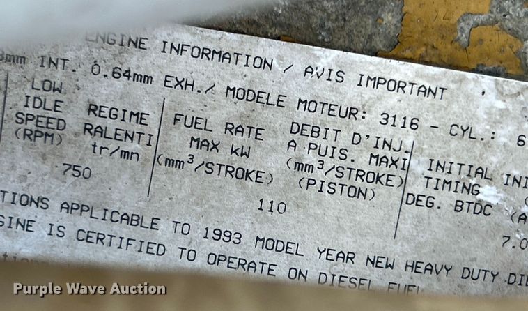 image for item ET3145 1993 Chevrolet Kodiak C6500 dump truck