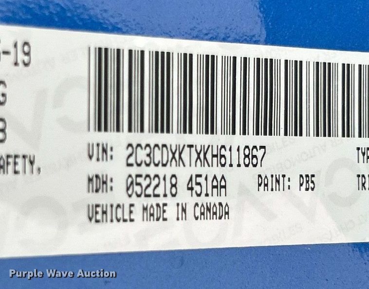 image for item ET3175 2019 Dodge Charger Police 