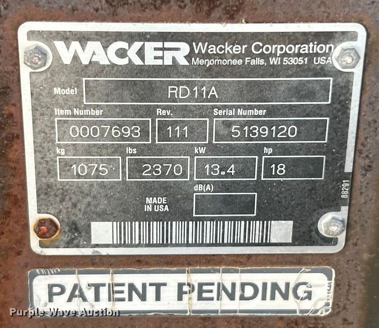image for item ET3459 2000 Wacker RD11A double drum vibratory roller