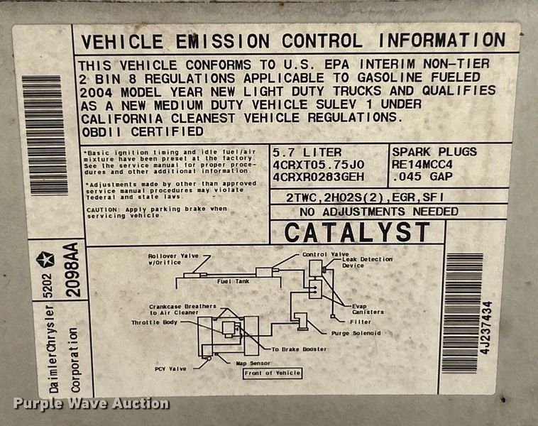 image for item ET3484 2004 Dodge Ram 1500 Quad Cab pickup truck
