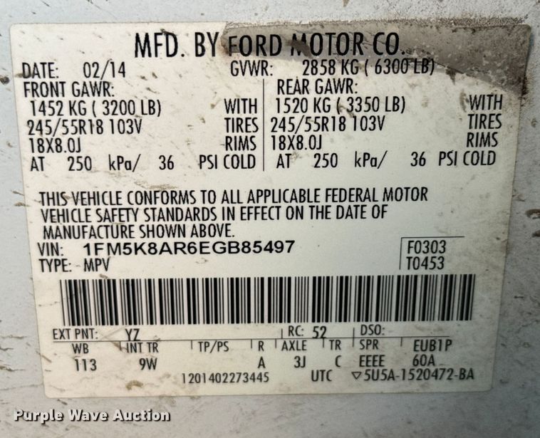 image for item EU0036 2014 Ford Explorer Police Interceptor SUV