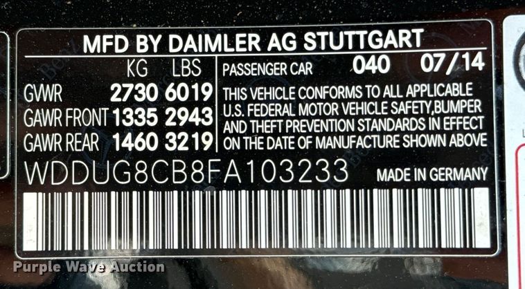 image for item EU0043 2015 Mercedes-Benz S550 