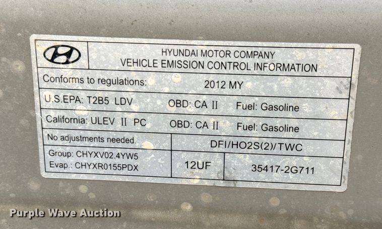image for item EU0045 2012 Hyundai Sonata 