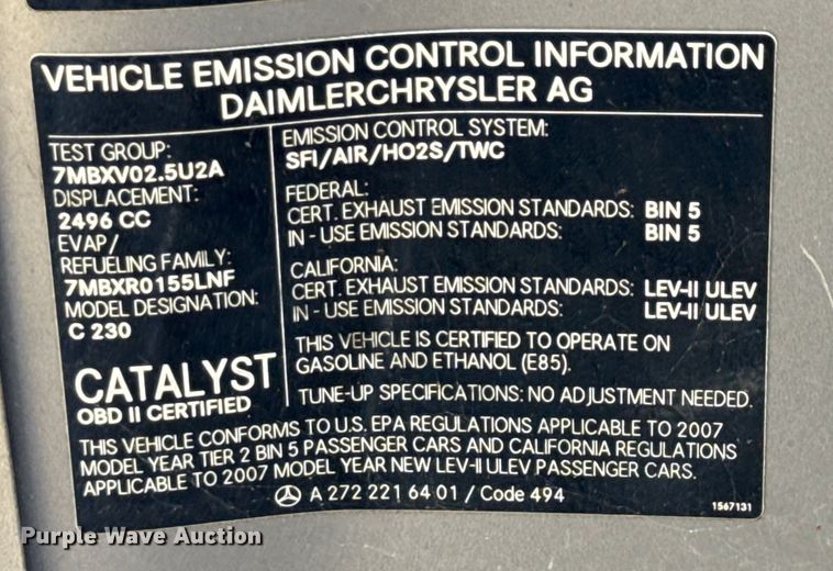 image for item EU0049 2007 Mercedes-Benz C230 