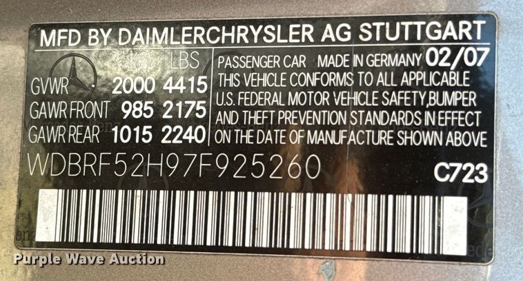 image for item EU0049 2007 Mercedes-Benz C230 