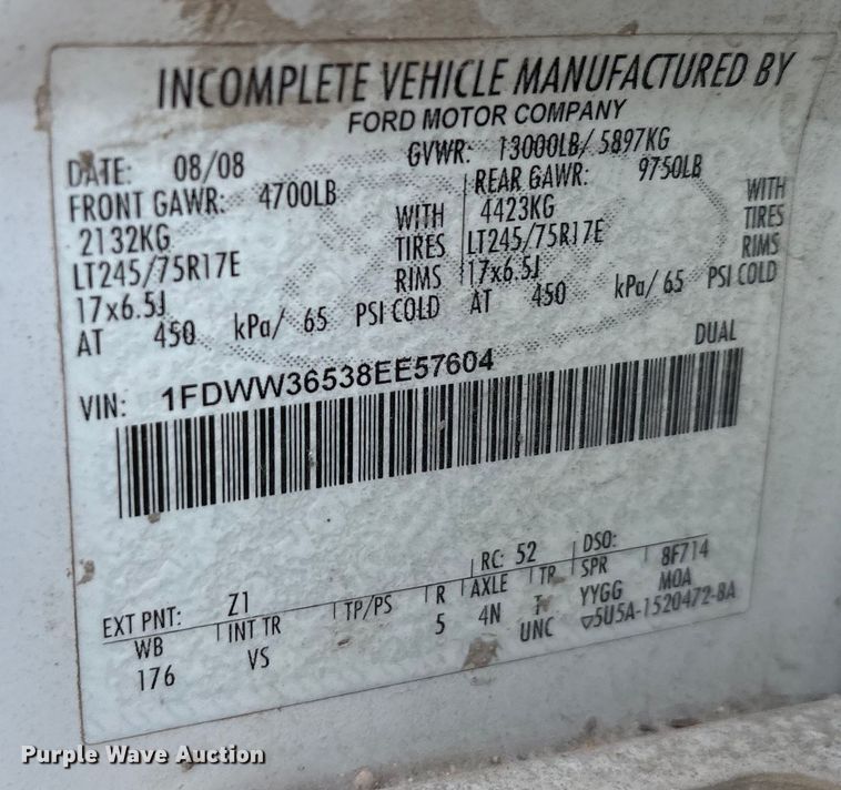 image for item EU0054 2008 Ford F350 Super Duty Crew Cab dump bed pickup truck