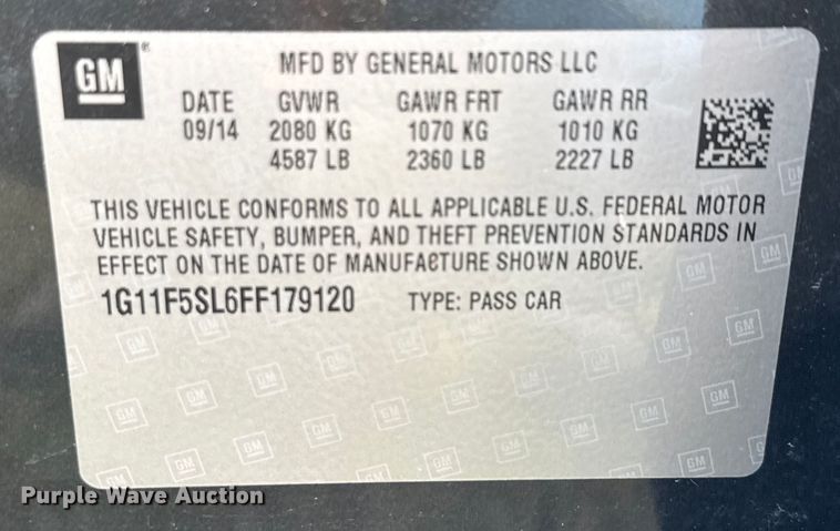 image for item EU0060 2015 Chevrolet Malibu 