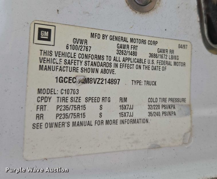 image for item EU3686 1997 Chevrolet C1500 pickup truck