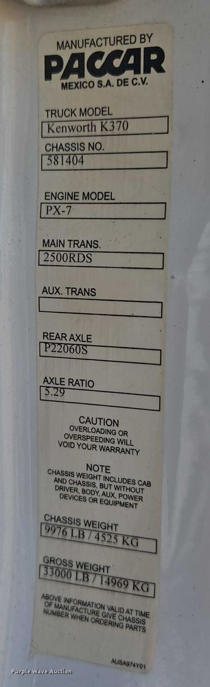 image for item EU3687 2017 Kenworth K370 pothole patcher truck