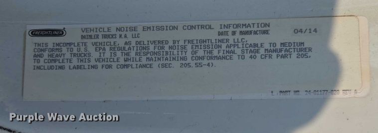 image for item EU4589 2015 Freightliner Business Class M2 street sweeper truck