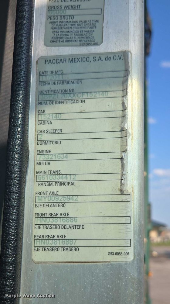 image for item EU4597 2012 Peterbilt 320 refuse truck