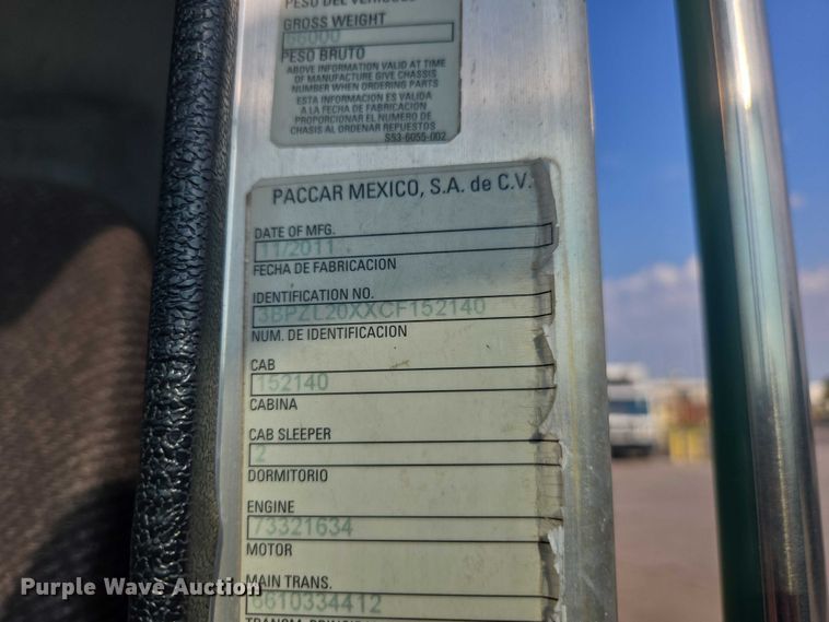 image for item EU4597 2012 Peterbilt 320 refuse truck