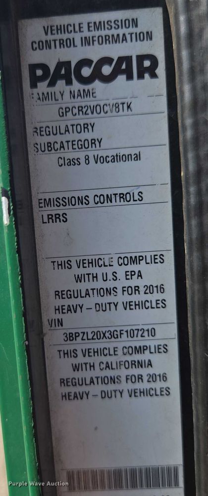 image for item EU4599 2016 Peterbilt 320 refuse truck