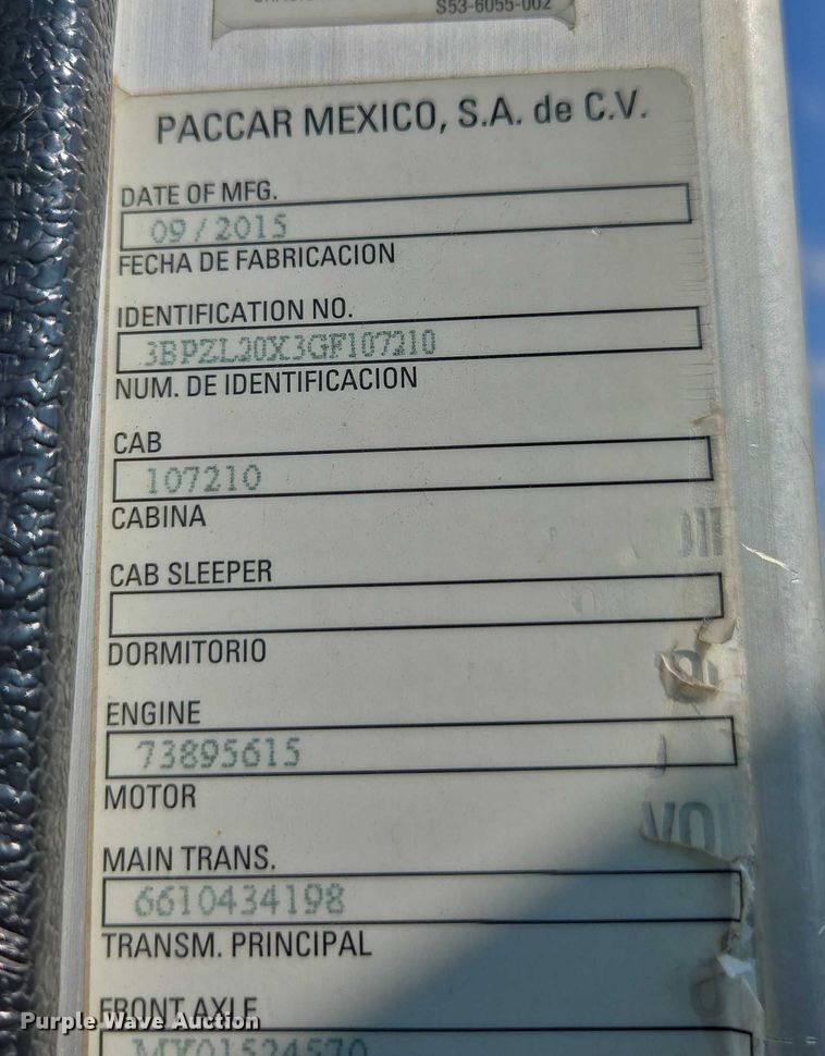 image for item EU4599 2016 Peterbilt 320 refuse truck