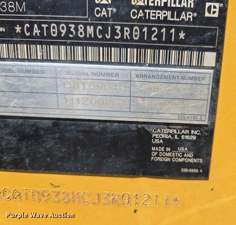 image for item EU4602 2016 Caterpillar 938M  wheel loader