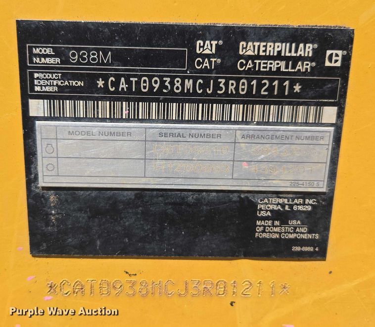 image for item EU4602 2016 Caterpillar 938M  wheel loader