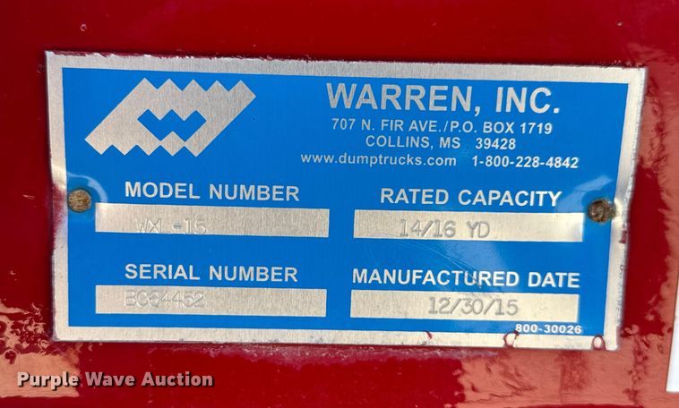 image for item EV1762 2017 Freightliner 108SD dump truck