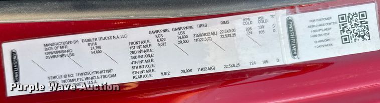 image for item EV1762 2017 Freightliner 108SD dump truck