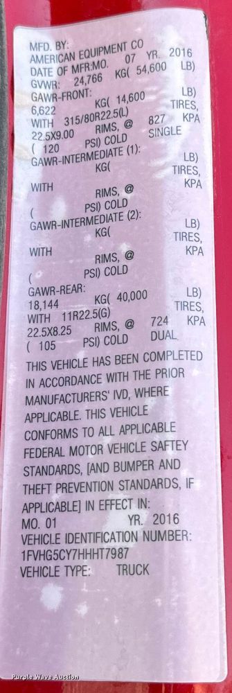 image for item EV1762 2017 Freightliner 108SD dump truck