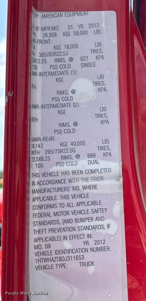 image for item EV1776 2013 International Workstar 7400 dump truck