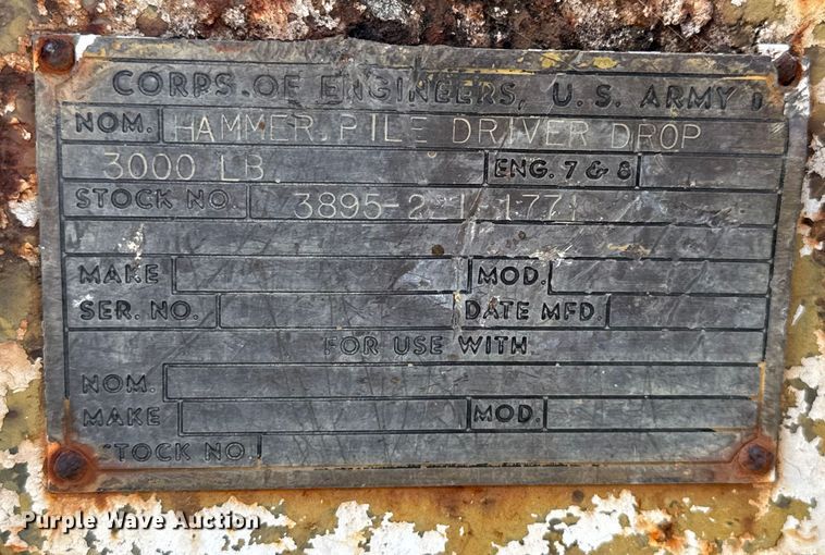 image for item EV1803 Corps of Engineers pile driver