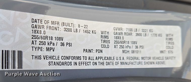 image for item DU6805 2022 Dodge Durango SSV SUV