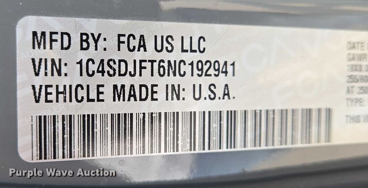 image for item DU6805 2022 Dodge Durango SSV SUV