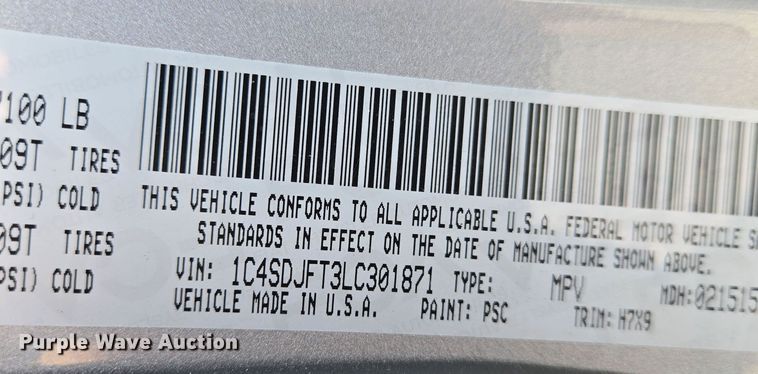 image for item DU6806 2020 Dodge Durango SSV SUV