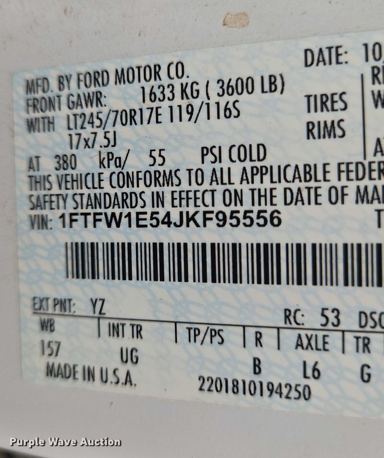 image for item DU6816 2018 Ford F150 SuperCrew pickup truck