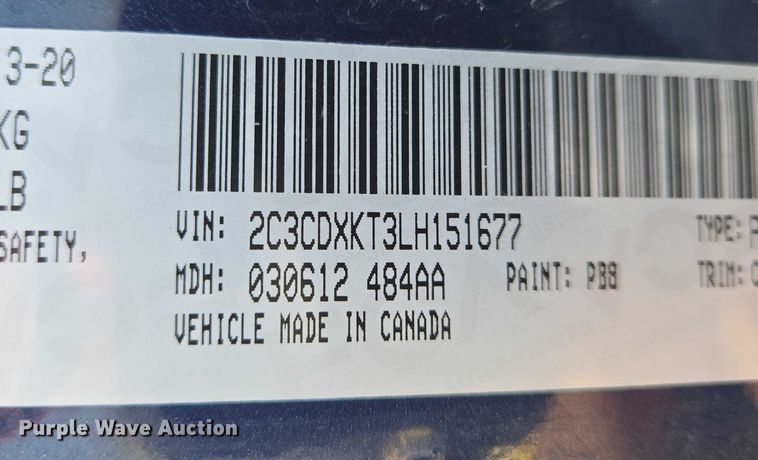 image for item DU6820 2020 Dodge Charger Police 