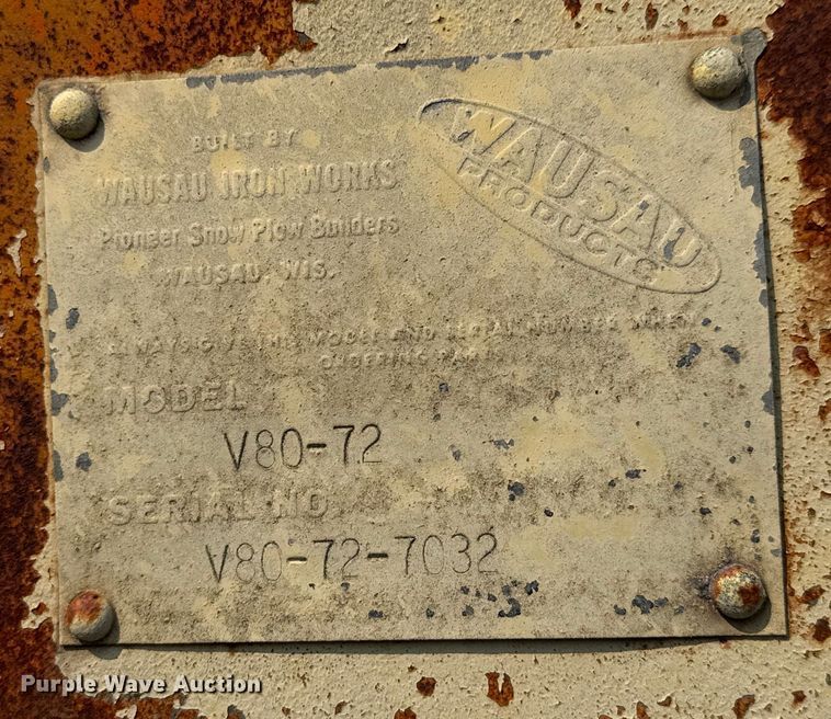 image for item DU6821 Wausau V80-72 snow plow