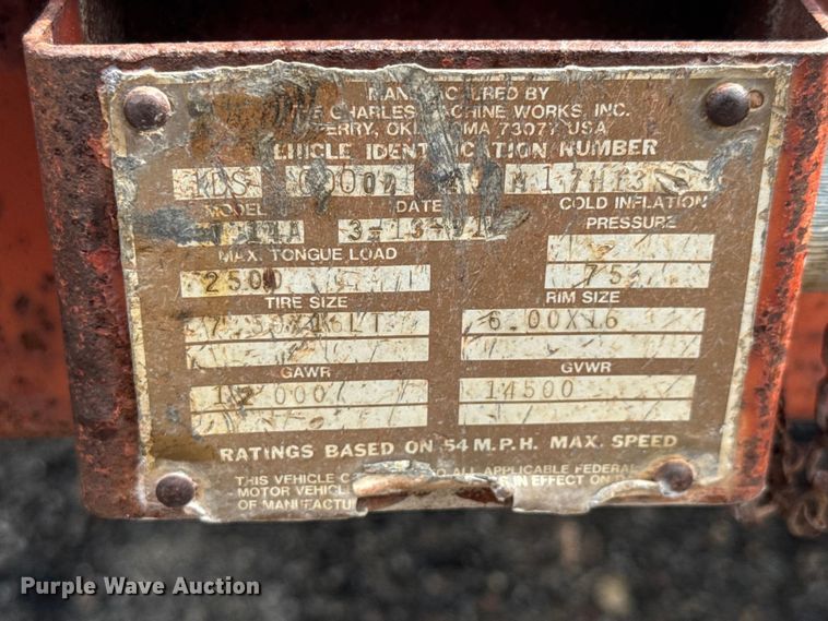 image for item DU6838 1991 Ditch Witch tilt deck equipment trailer