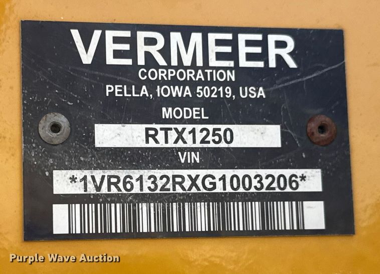 image for item DU6839 2016 Vermeer RTX 1250 rock saw