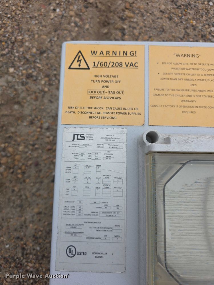 image for item DZ6156 2017 Johnson Thermal  JTSUET20DIA1WL chiller