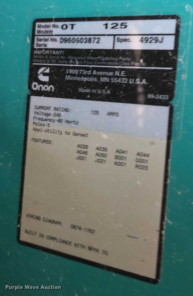 image for item DZ6211 Cummins 20ES generator