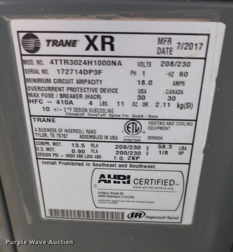 image for item DZ6217 (2) Trane AC and heat units