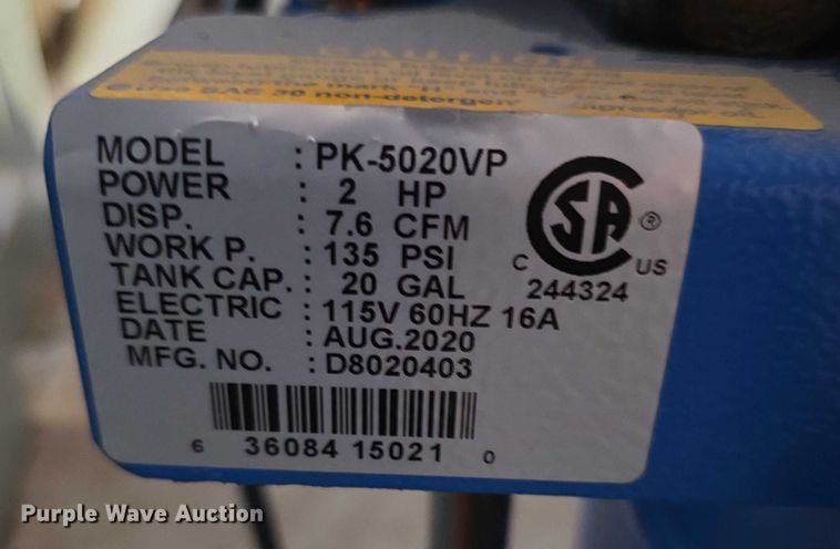 image for item DZ6220 2020 Puma PK5020VP air compressor