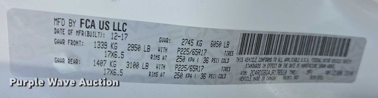 image for item EF3754 2018 Dodge  Grand Caravan  van