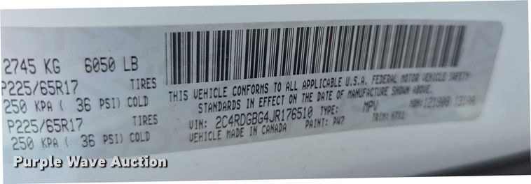 image for item EF3754 2018 Dodge  Grand Caravan  van