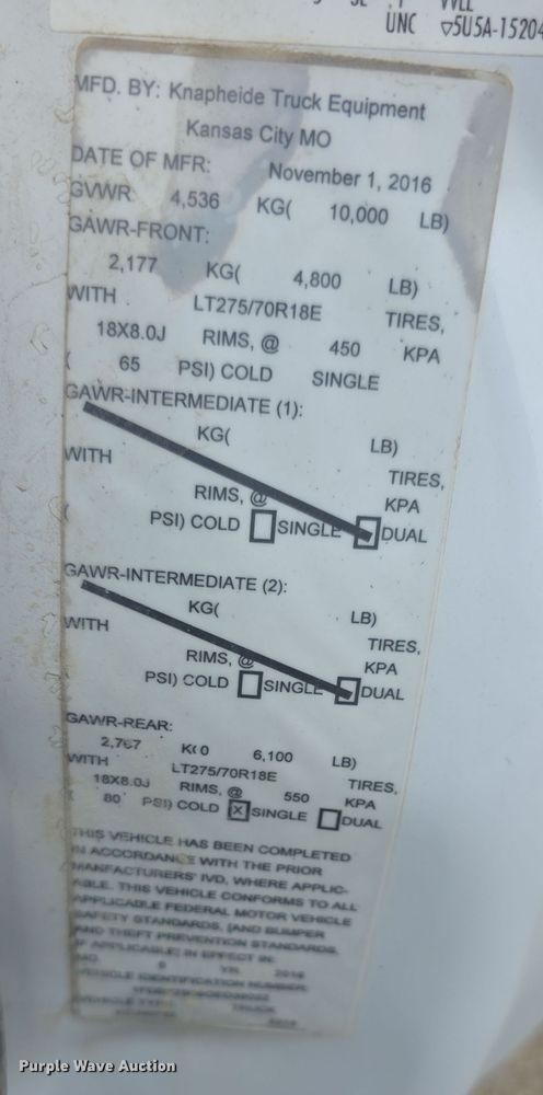 image for item EF3757 2016 Ford F250 Super Duty XLT utility bed pickup truck