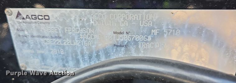 image for item EF3762 2018 Massey Ferguson  5710 MFWD tractor