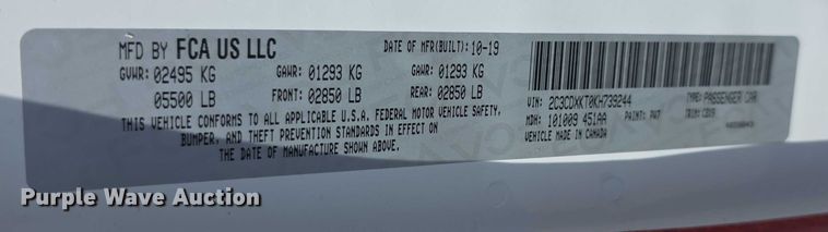 image for item EF3787 2019 Dodge Charger Police 