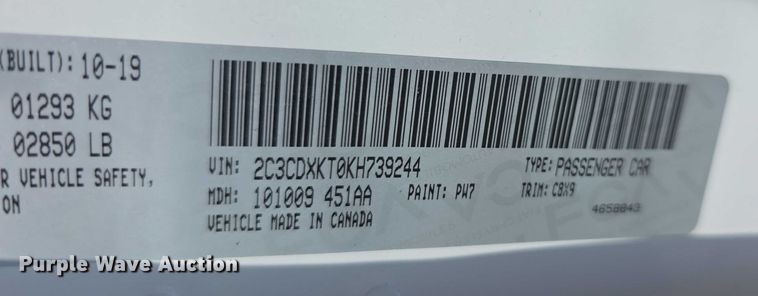 image for item EF3787 2019 Dodge Charger Police 