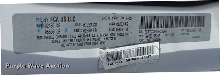 image for item EF3788 2019 Dodge  Charger Police 