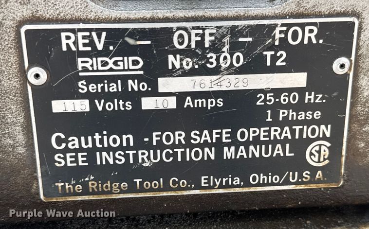 image for item EM8079 Ridgid 300 T2 pipe threader