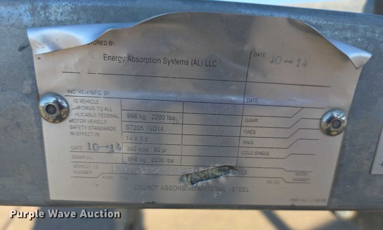 image for item FI0509 2014 Vorteq  VTQTL3  crash attenuator trailer